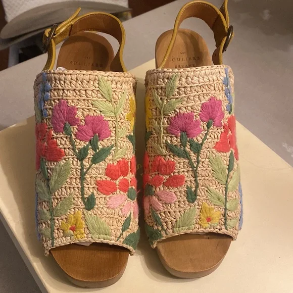 Sezane Multicolor Embroidered Platform Sandals - Picture 2 of 6